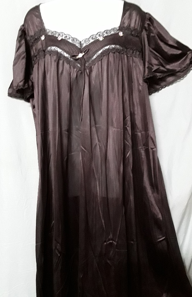 Comfort Choice Long Brown Nightgown Short Sleeve